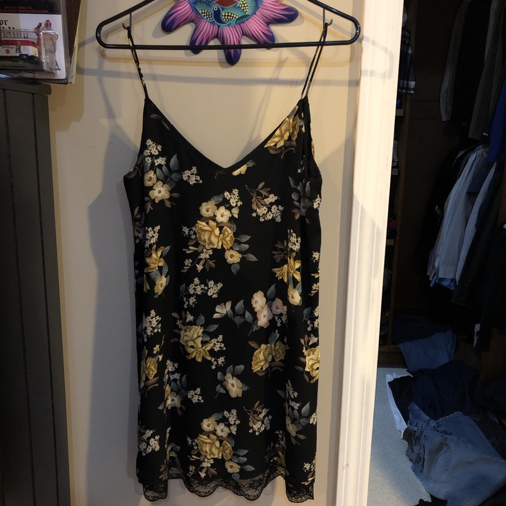 Black floral slip dress